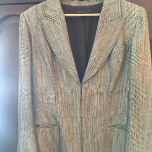 Brown & White Woven Blazer